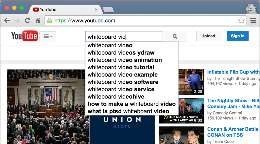 YouTube autocomplete for Whiteboard Videos