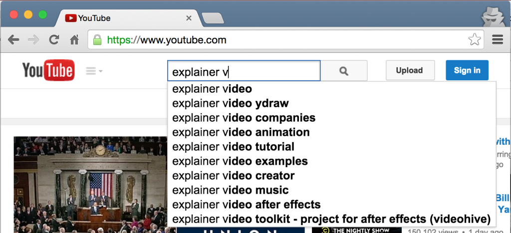 YouTube autocomplete for Explainer videos