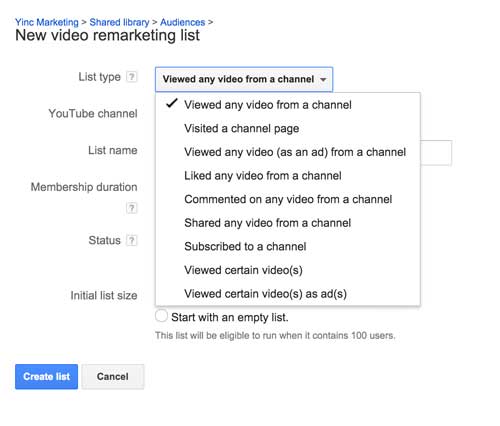 Different-YouTube-Remarketing-lists